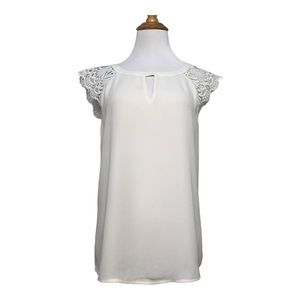 Express Light Cream Colored Crochet Sleeves Tie Back Top Spring Summer